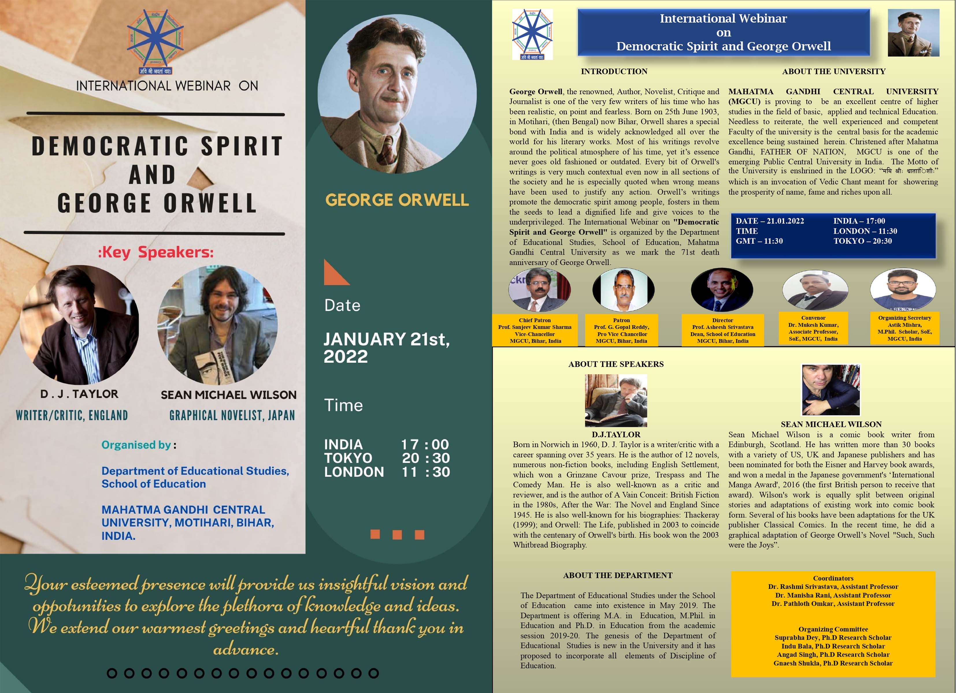 International Webinar organised by Department of Educational Studies, MGCU