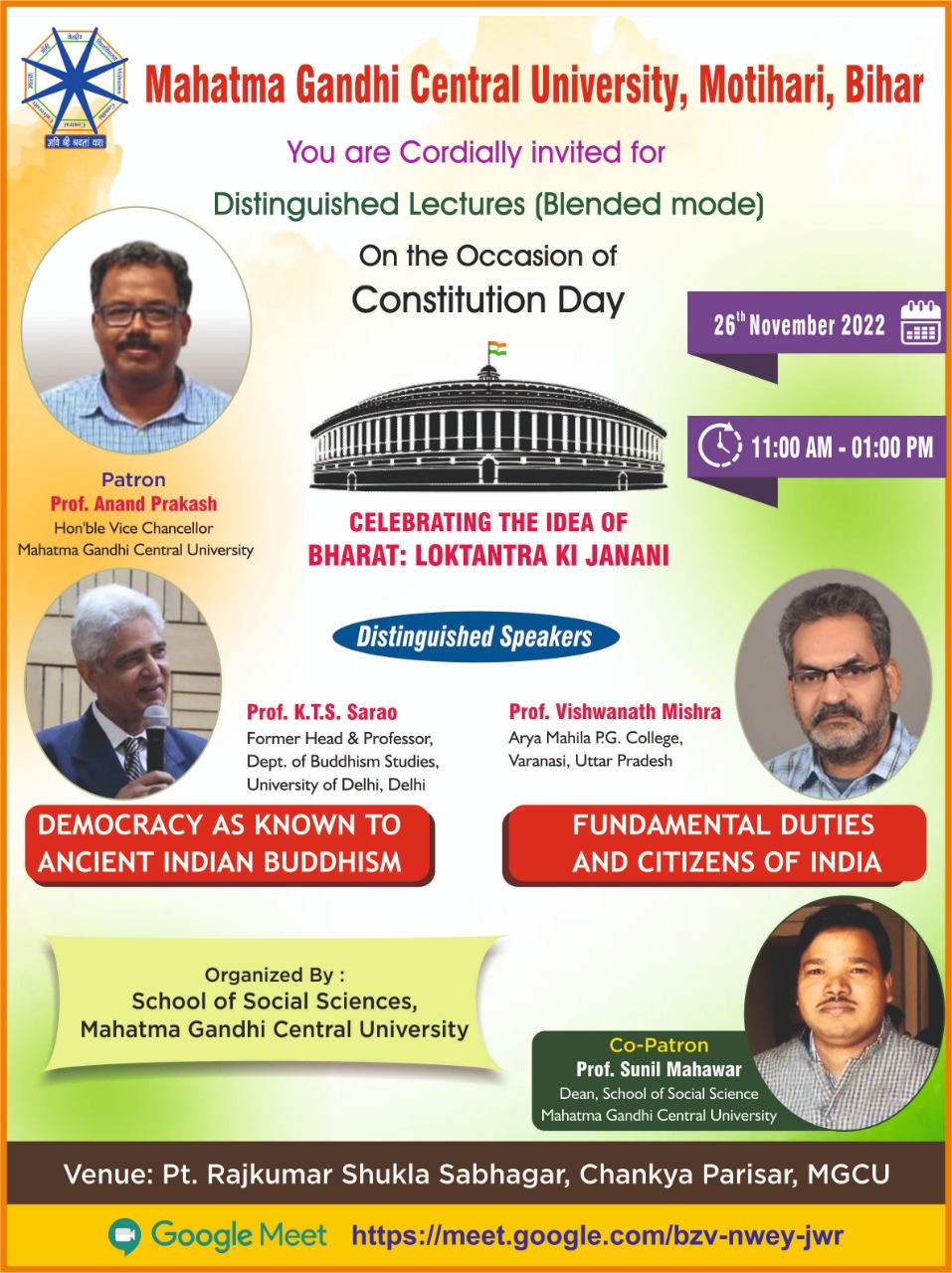  Distinguished lectures under UGC's initiative "Bharat: Loktantra ki Janani" on Constitution Day